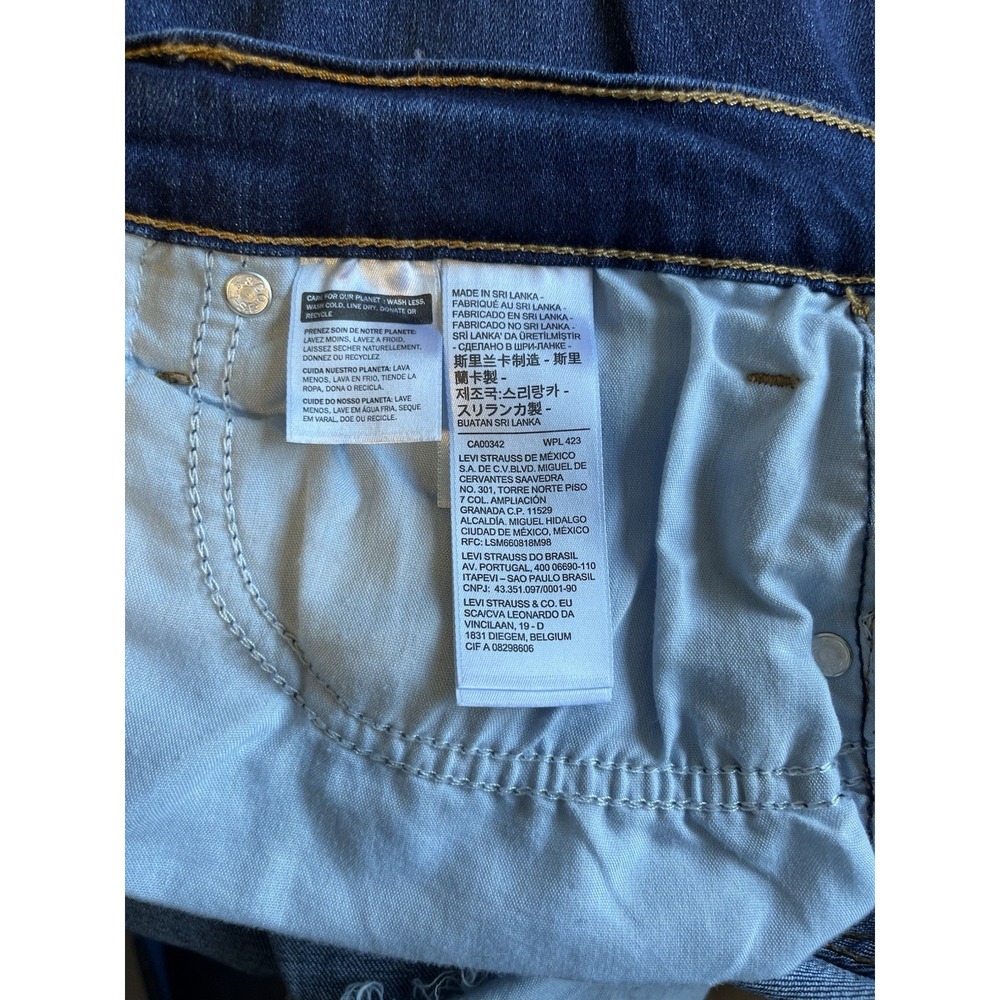 Levi's Sz 34 Women's‎ 724 High Rise Straight Jeans Frayed Raw Hem Dk Blue Wash - Picture 10 of 13